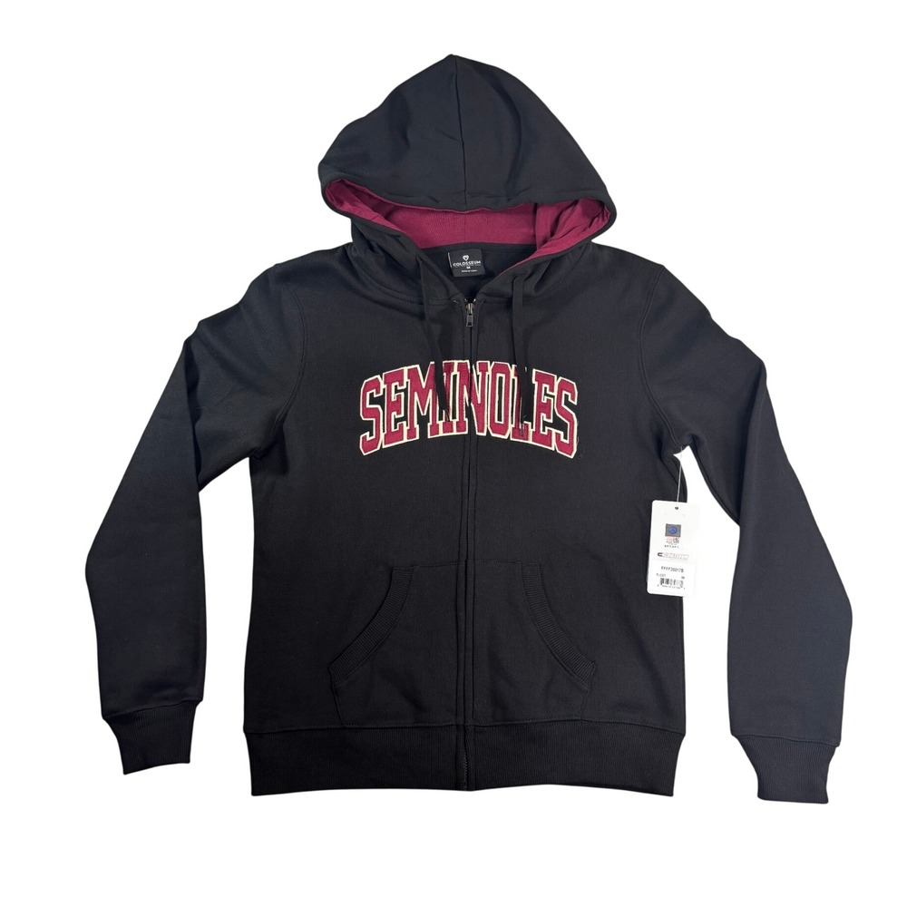 Colosseum FSU Seminoles Full Zip Hoodie Black Garnet Womens Size Medium NEW